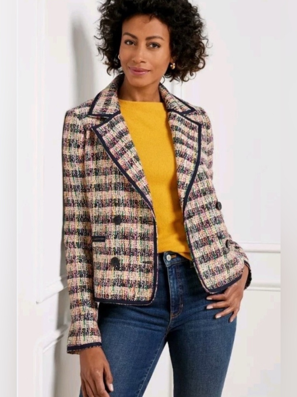 Talbots Multicolor wool double breasted Tweed Jacket, 18W